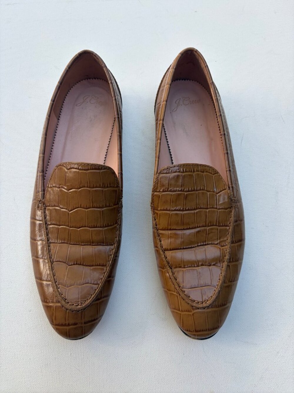 J.Crew Cecile Brown Croc Flat Loafers Size 8.5